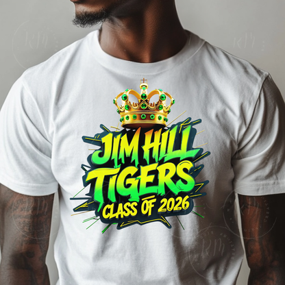 Class of 2026 Clipart, Jim HIll High School PNG – Green and Yellow Graphic for School Spirit Shirts, Graduation Gear & More