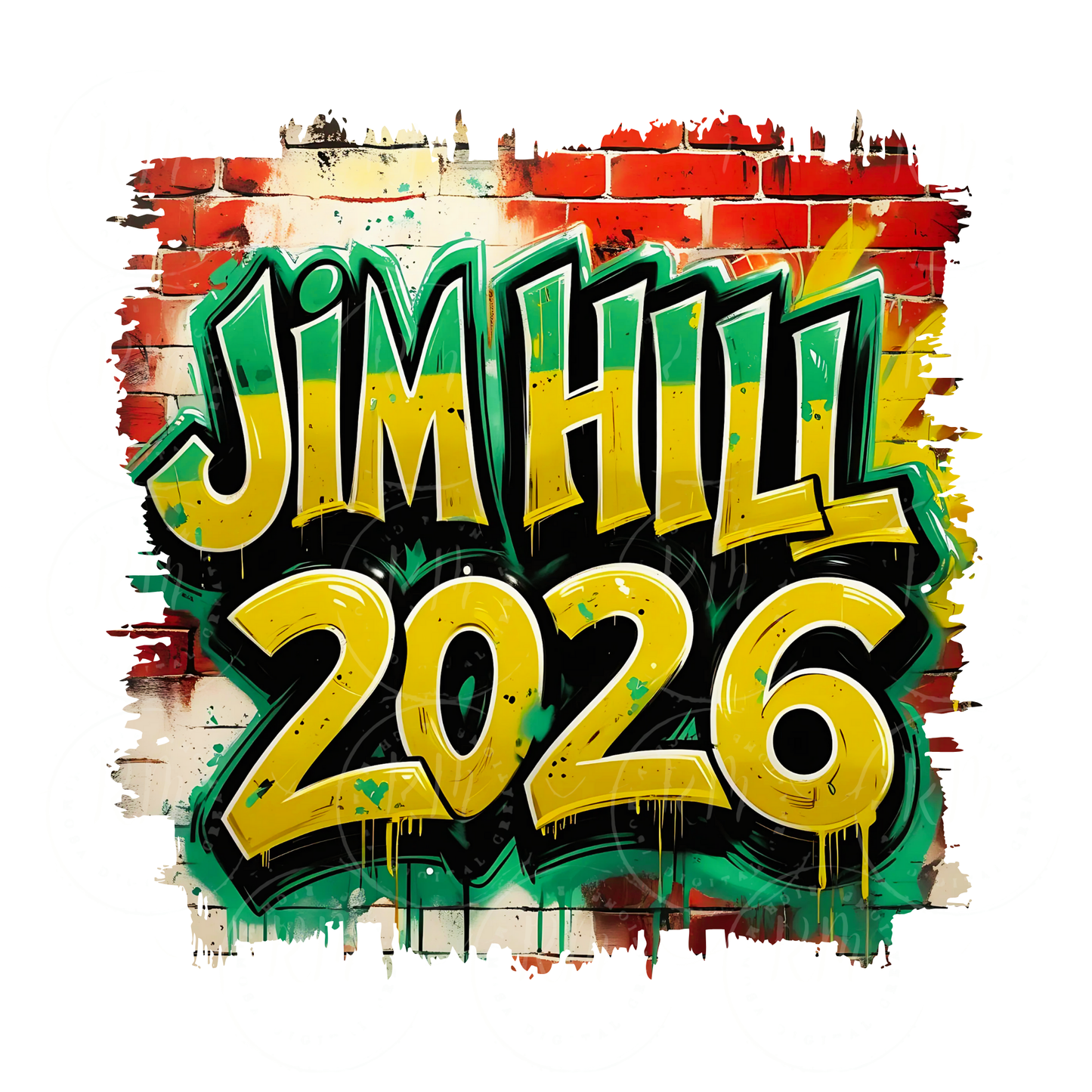 Jim Hill 2026 School Spirit Graffiti Clipart – Bold Green and Gold Urban Wall Art for School Pride, Graduation, and Event Designs