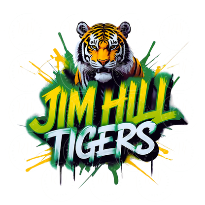 Jim Hill Tigers Clipart PNG – Bold Green & Yellow Tiger Mascot Graphic for School Spirit Shirts, Graduation Gear & More, Jim Hill Tigers PNG, Tigers Digital Design (Copy)