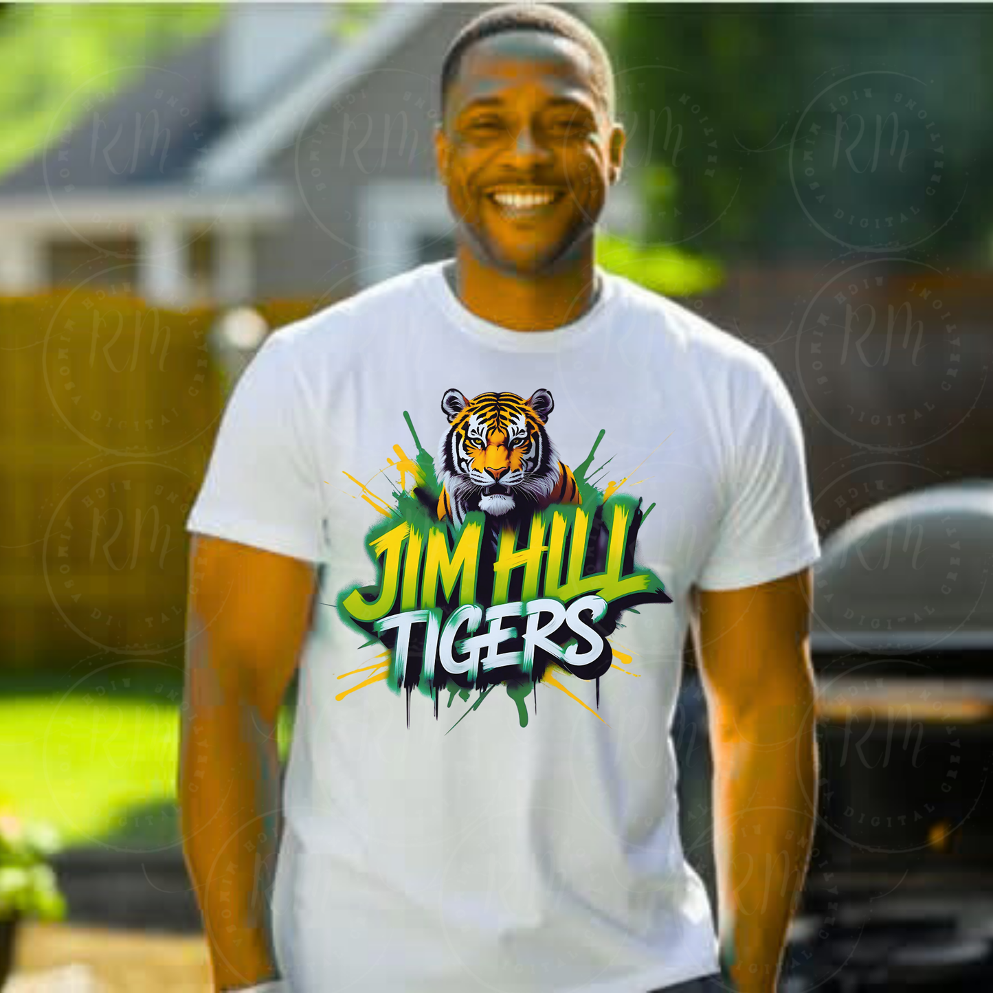 Jim Hill Tigers Clipart PNG – Bold Green & Yellow Tiger Mascot Graphic for School Spirit Shirts, Graduation Gear & More, Jim Hill Tigers PNG, Tigers Digital Design (Copy)