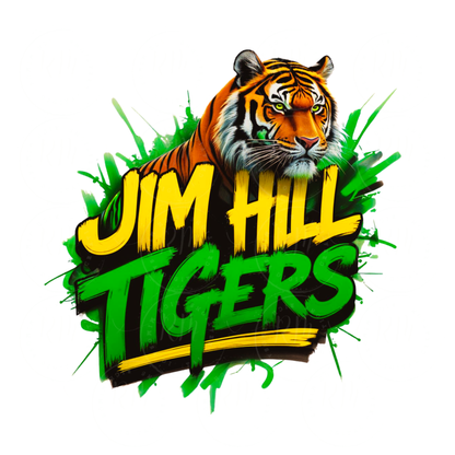 Jim Hill Tigers Clipart PNG – Bold Green & Yellow Tiger Mascot Graphic for School Spirit Shirts, Graduation Gear & More, Jim Hill Tigers PNG, Tigers Digital Design