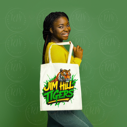 Jim Hill Tigers Clipart PNG – Bold Green & Yellow Tiger Mascot Graphic for School Spirit Shirts, Graduation Gear & More, Jim Hill Tigers PNG, Tigers Digital Design