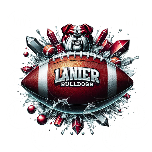 Lanier Bulldogs Football Clipart | Bulldog Mascot & Football PNG | Transparent Background Sports Graphic