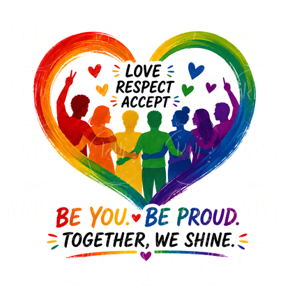 LGBTQ+ Pride PNG | Be You Be Proud Rainbow Heart Sublimation Design | Digital Download
