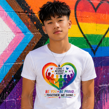 LGBTQ+ Pride PNG | Be You Be Proud Rainbow Heart Sublimation Design | Digital Download