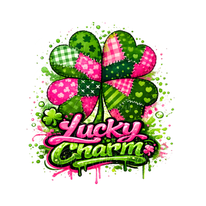 Patchwork Lucky Charm PNG Bundle, St Patrick’s Day Clover Design | Resellable Digital Download