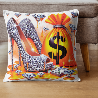 Glam Orange Heels & Money Bag Clipart | Rhinestone PNG (Digital Download)