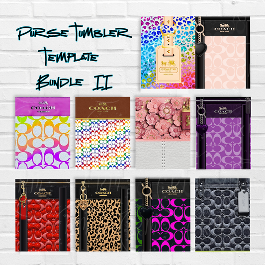 Luxury Purse Tumbler Template Bundle Volume II | 10 Designer Handbag 20oz Skinny Wrap Templates