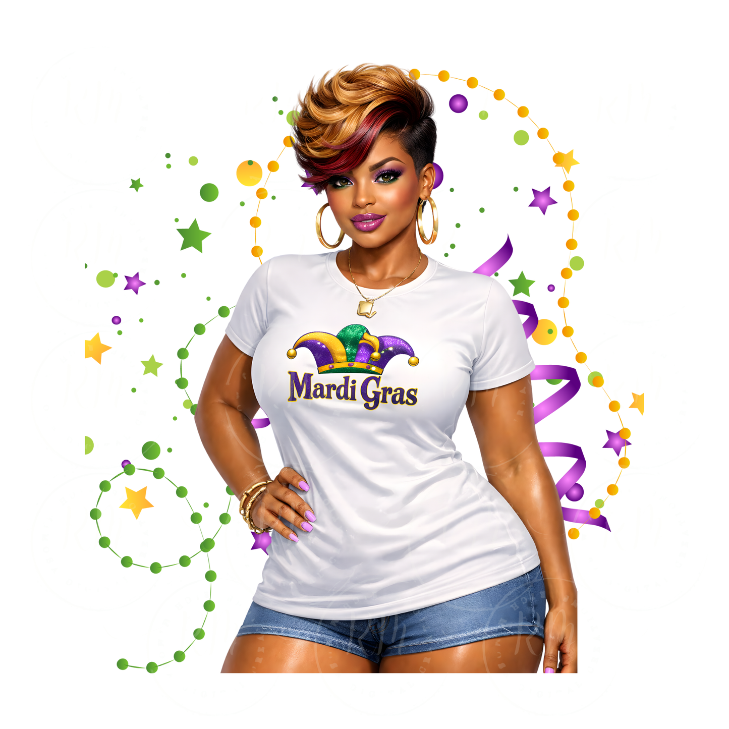 Mardi Gras Black Girl PNG Clipart Bundle | Sublimation Designs (Digital Download)