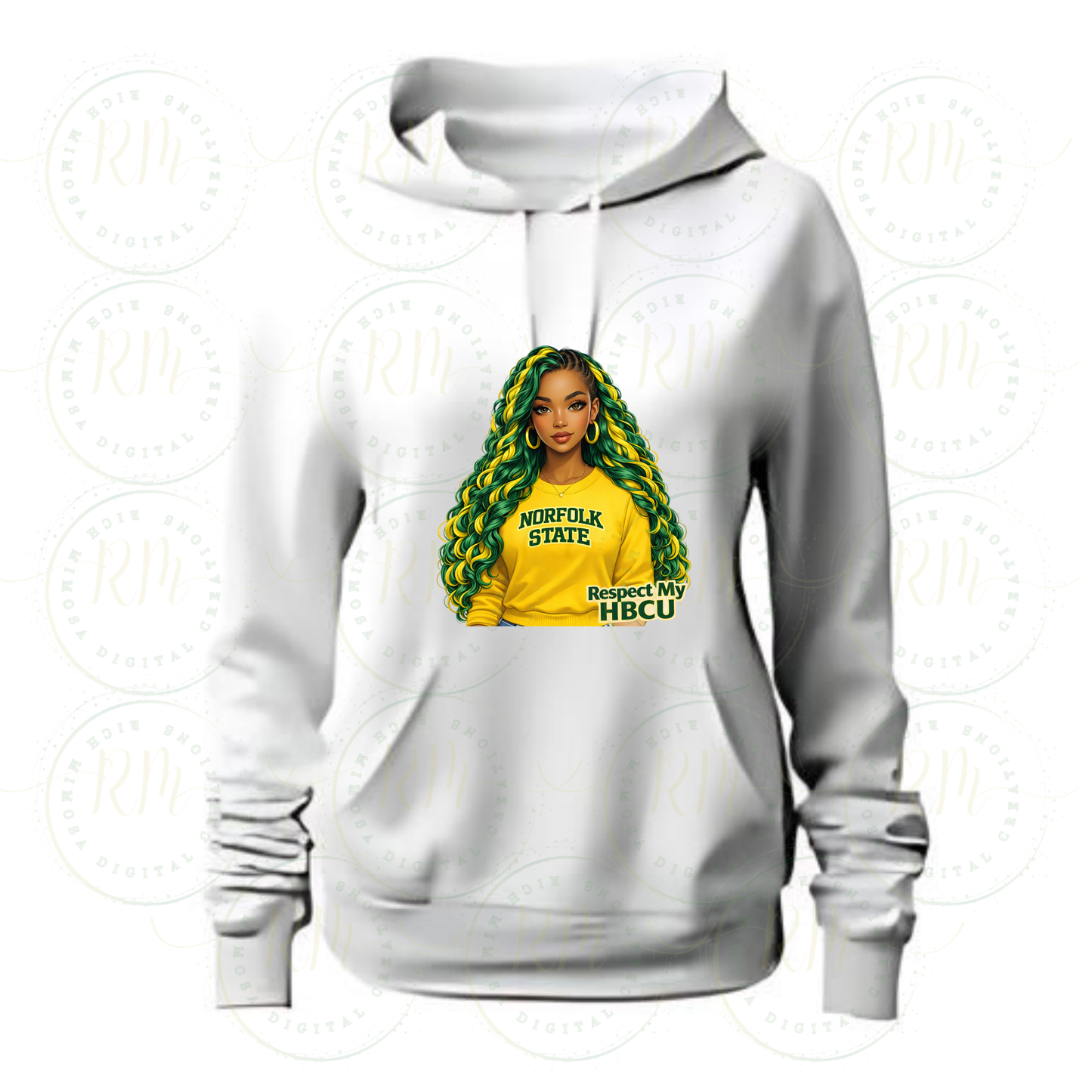 Norfolk State Girl With Yellow Sweatshirt PNG, HBCU Melanin Clipart, Respect My HBCU Sublimation File
