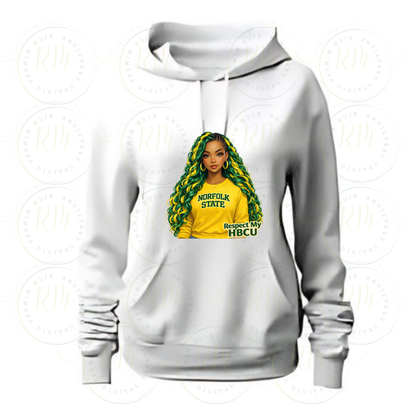 Norfolk State Girl With Yellow Sweatshirt PNG, HBCU Melanin Clipart, Respect My HBCU Sublimation File