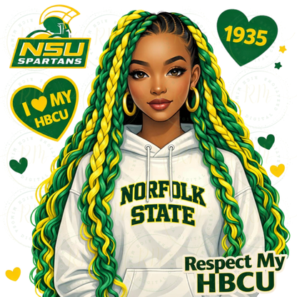 Norfolk State University Clipart: Black Woman PNG, HBCU Design (Digital Download)