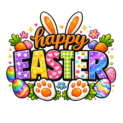 4 Piece Happy Easter PNG Bundle, Easter Bunny Sublimation Designs, Colorful Easter Shirt Graphics, Spring Clipart Set, DTF PNG
