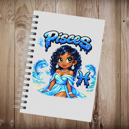 Pisces PNG Zodiac Girl Design, Blue Baddie Astrology Clipart, Transparent Background Sublimation Design, Birthday Gift PNG