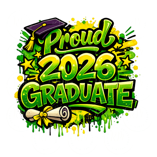Proud 2026 Graduate PNG, Green and Yellow Graffiti Style Graduation Design (Digital Download)