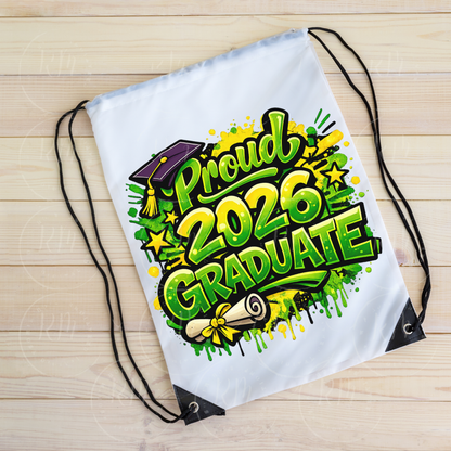 Proud 2026 Graduate PNG, Green and Yellow Graffiti Style Graduation Design (Digital Download)