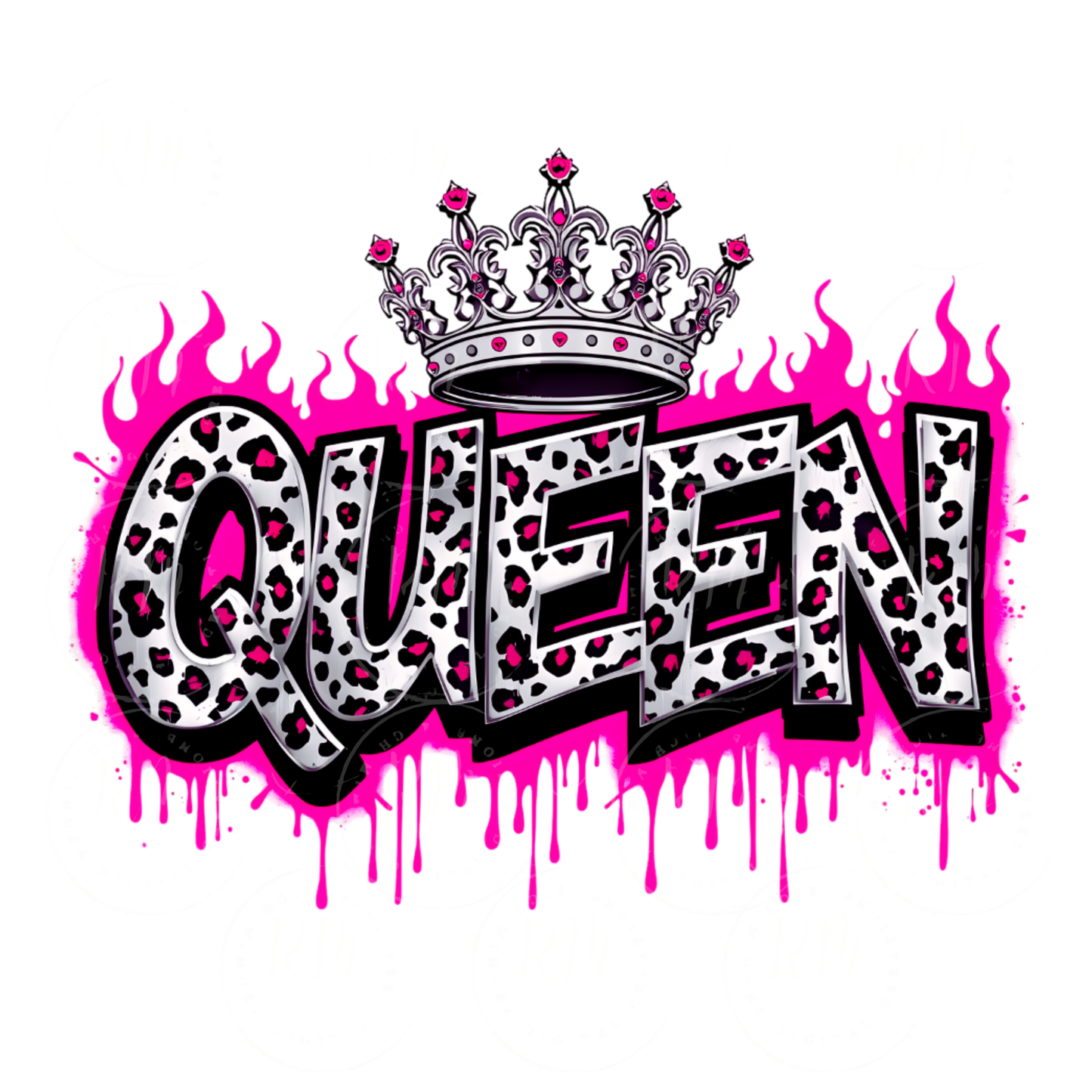 Queen Leopard Pink Drip PNG, Cheetah Crown Graphic (Digital Download)