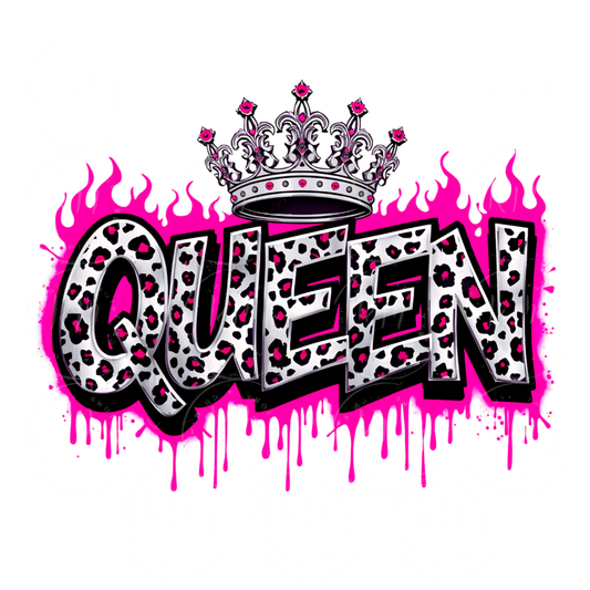 Queen Leopard Pink Drip PNG, Cheetah Crown Graphic (Digital Download)