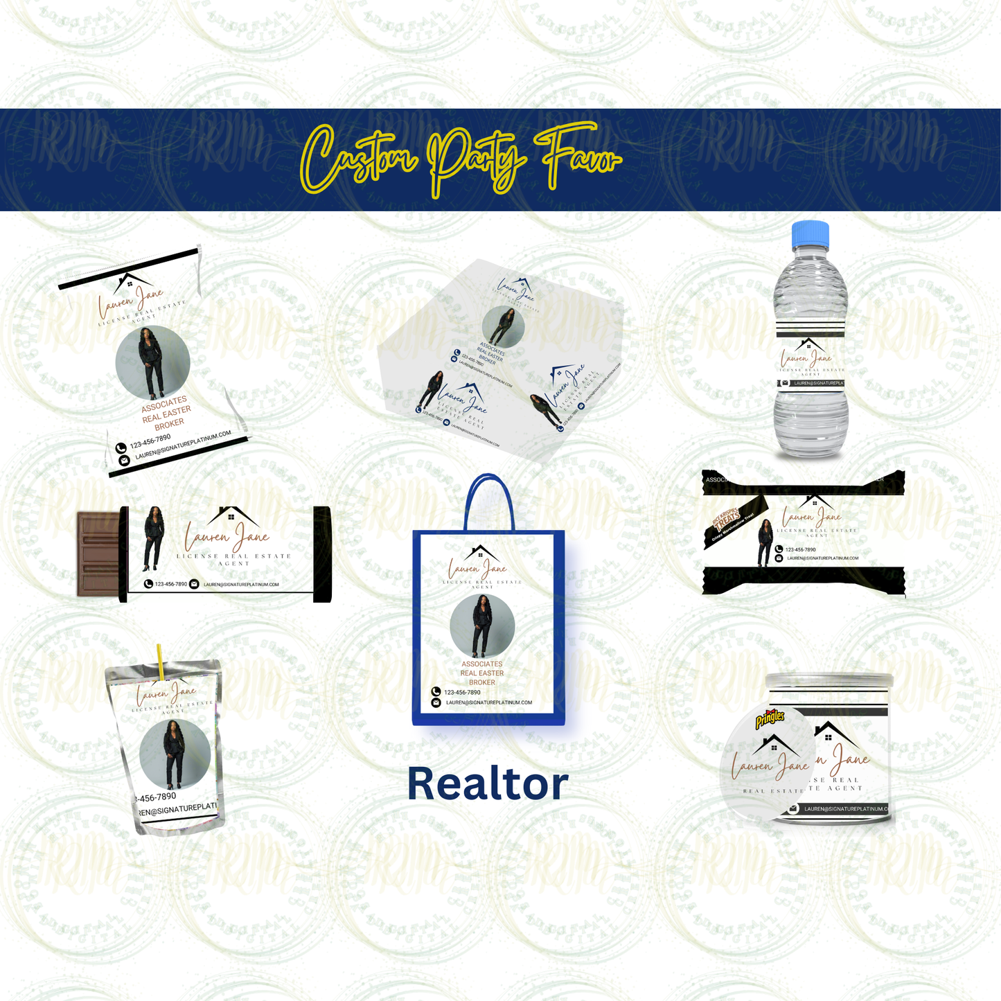 Realtor Party Favor Mockup Bundle, Editable Party Favor Templates, Professional Party Favors, Job Party Favors (9 Editable Templates)