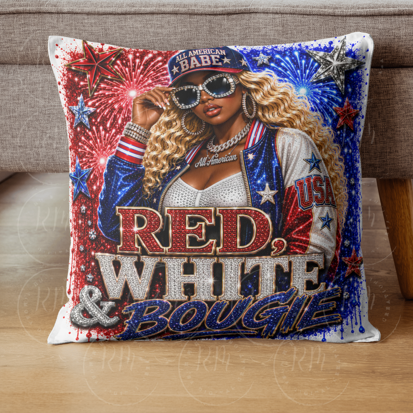 Red White and Bougie PNG | African American Patriotic Girl | 4th of July Sublimation Design | USA T-Shirt Graphic