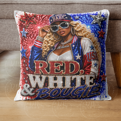 Red White and Bougie PNG | African American Patriotic Girl | 4th of July Sublimation Design | USA T-Shirt Graphic