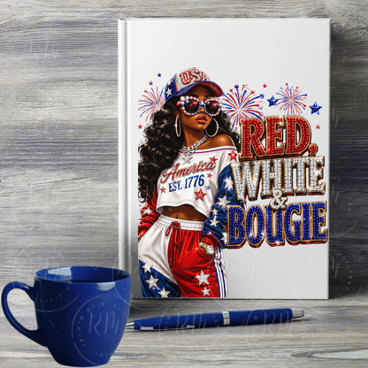 Red, White & Bougie PNG | African American Patriotic Girl | USA Sublimation Design | 4th of July T-Shirt Graphic
