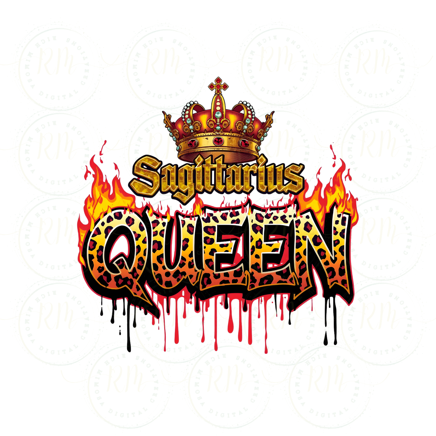 Sagittarius Queen Gold Leopard Print: Zodiac Crown PNG Clipart (Digital Download)