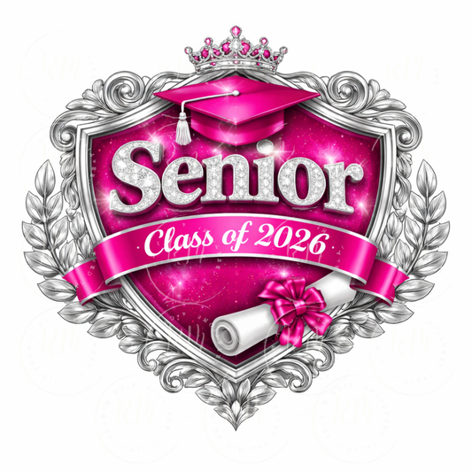 Senior Class of 2026 PNG, Pink Silver Bling Graduation Design (Digital Download)