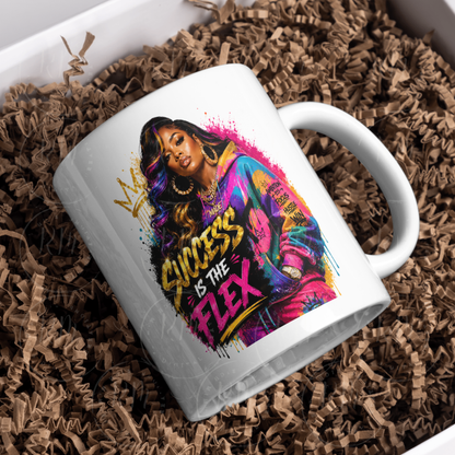 Success Is The Flex PNG | Black Girl Luxury Streetwear Design | Motivational Quote Sublimation PNG | Urban Glam T-Shirt Design