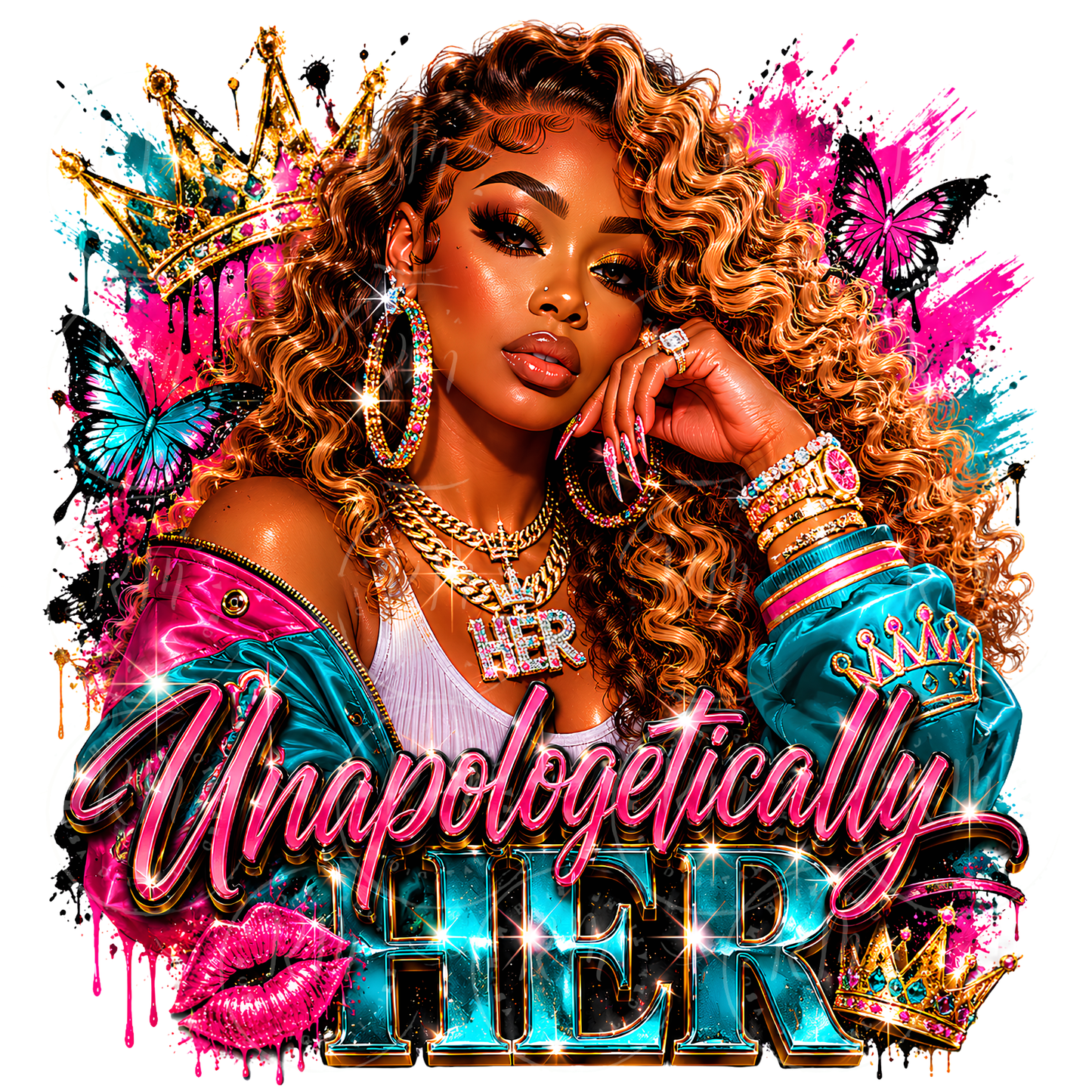 Unapologetically Her PNG | Black Girl Magic Sublimation Design | Melanin Queen PNG | Luxury Fashion Graphic | DTF Transfer Design
