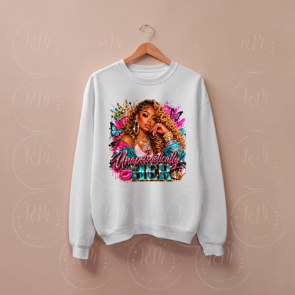 Unapologetically Her PNG | Black Girl Magic Sublimation Design | Melanin Queen PNG | Luxury Fashion Graphic | DTF Transfer Design