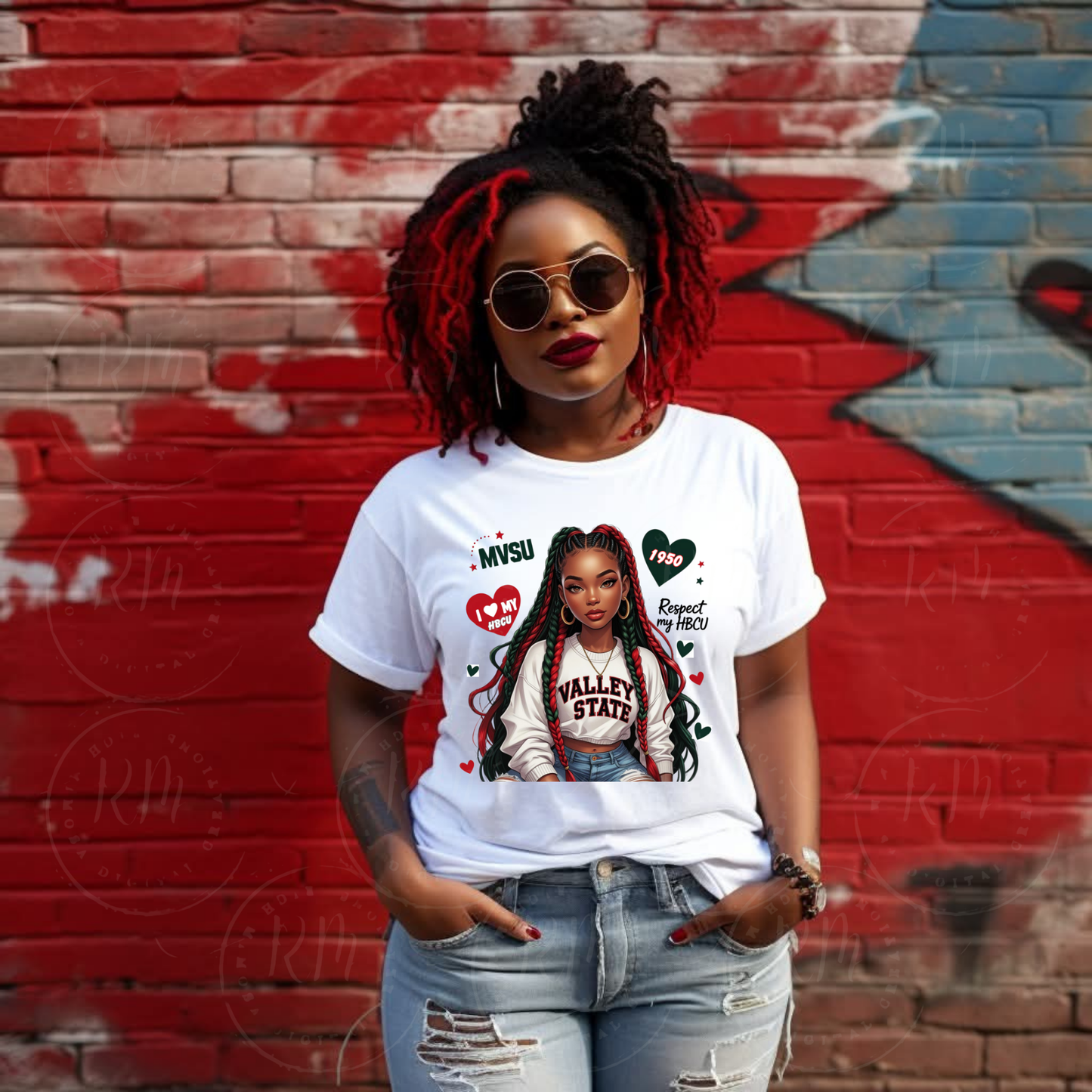 MS Valley State Girl Clipart: HBCU PNG, Black Woman Braids, Digital Download