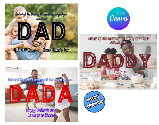 Dad Photo Collage Frame Template: Editable Canva Design (Digital Download)