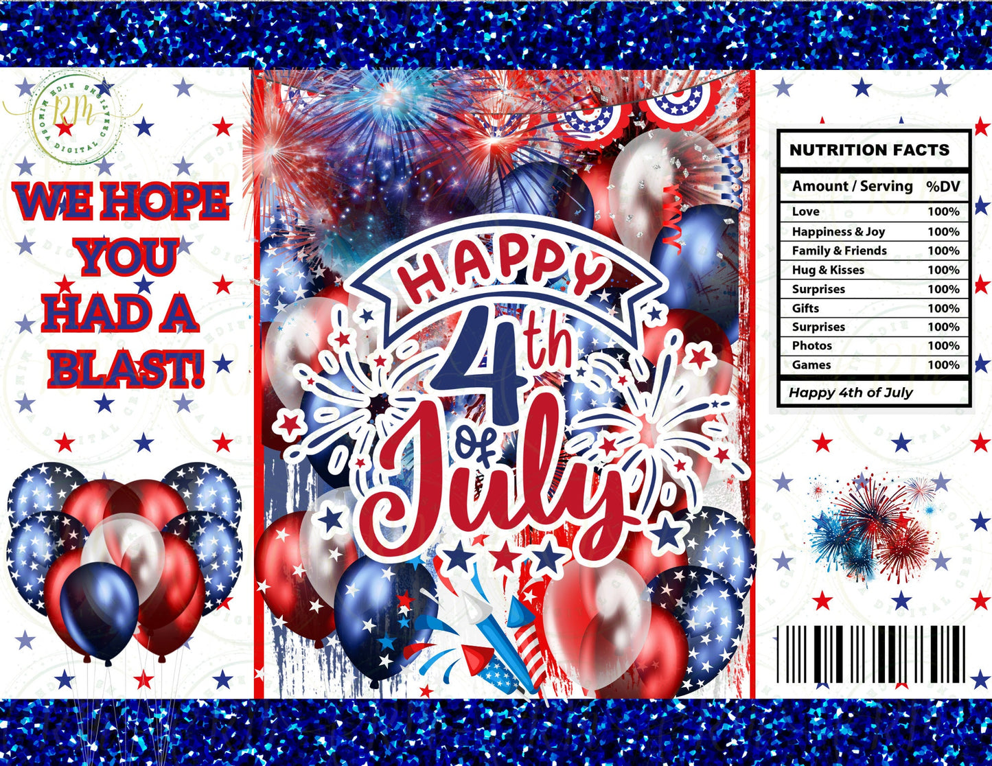 Patriotic Chip Bag Template: 4th of July Party Favor (Canva Editable, Digital Download