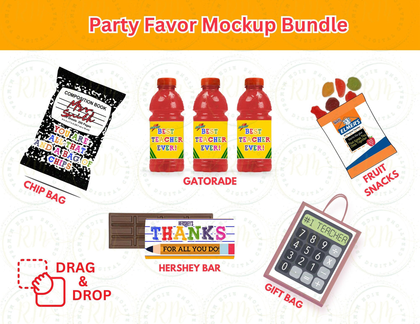 Teacher Appreciation Party Favor Template Bundle (Canva Editable, Digital Download)