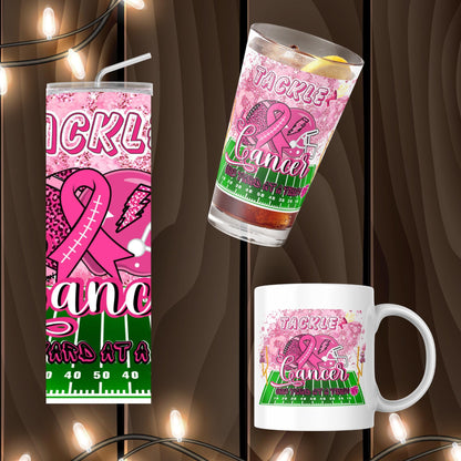 Tackle Cancer One Yard at a Time Editable Digital Template, Breast Cancer Custom Design, Breast Cancer Survivor, Cancer Warrior