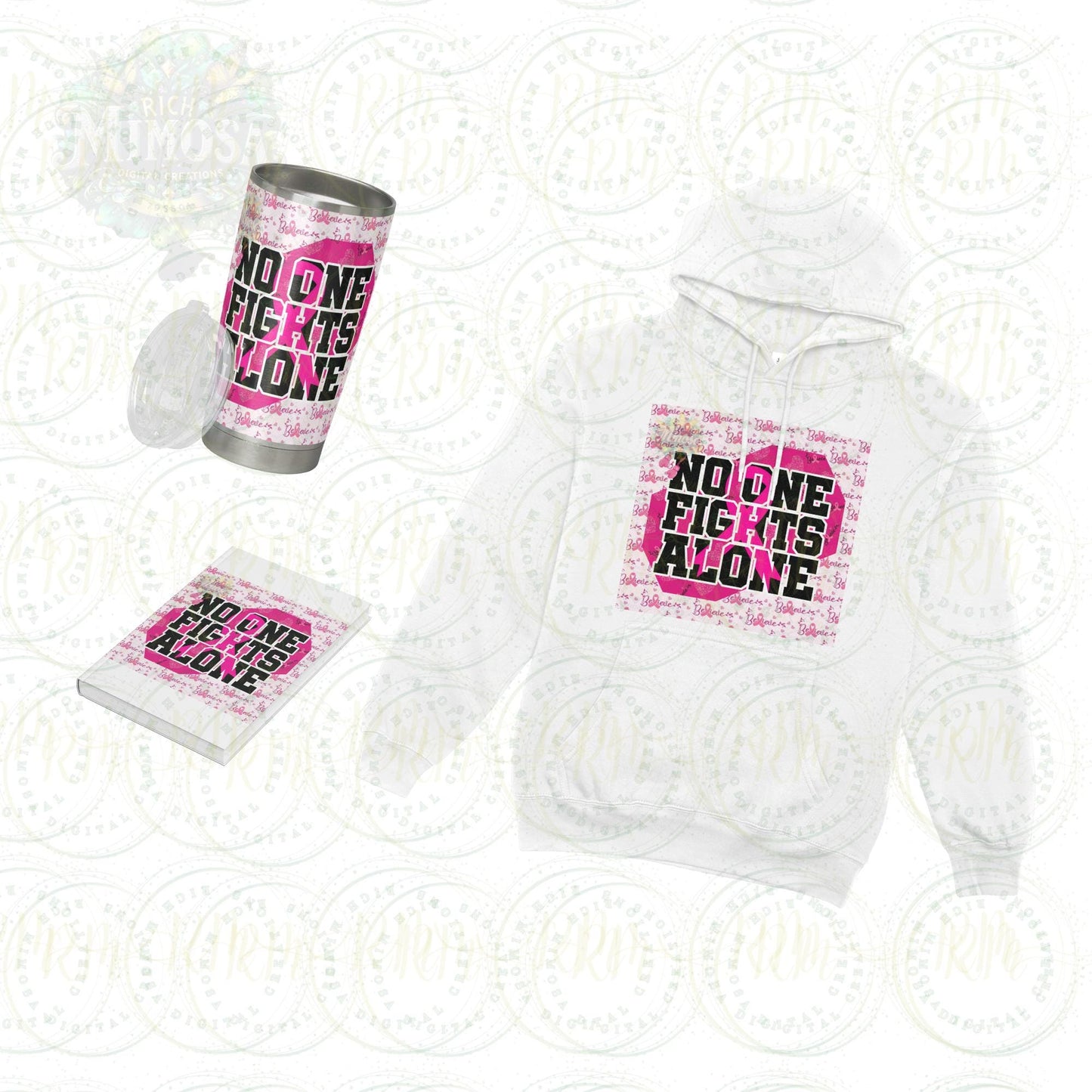 Breast Cancer Design, Cancer Custom Templates, No One Fights Alone Editable Digital Template, Breast Cancer, Cancer Breast Cancer Survivor