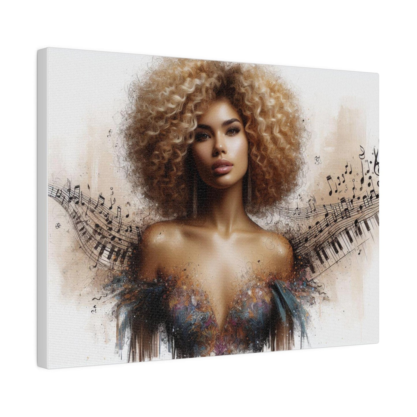 Canvas Wall Art - African American Woman with music notes