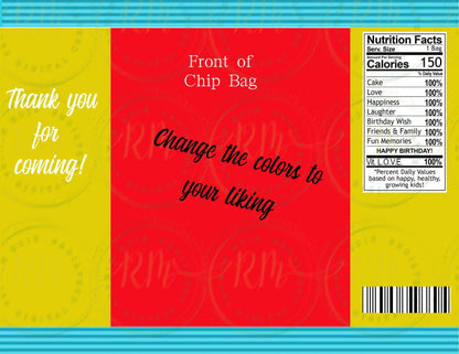 Chip Bag Crimp Template: Editable Party Favor Design (Canva Digital Download)