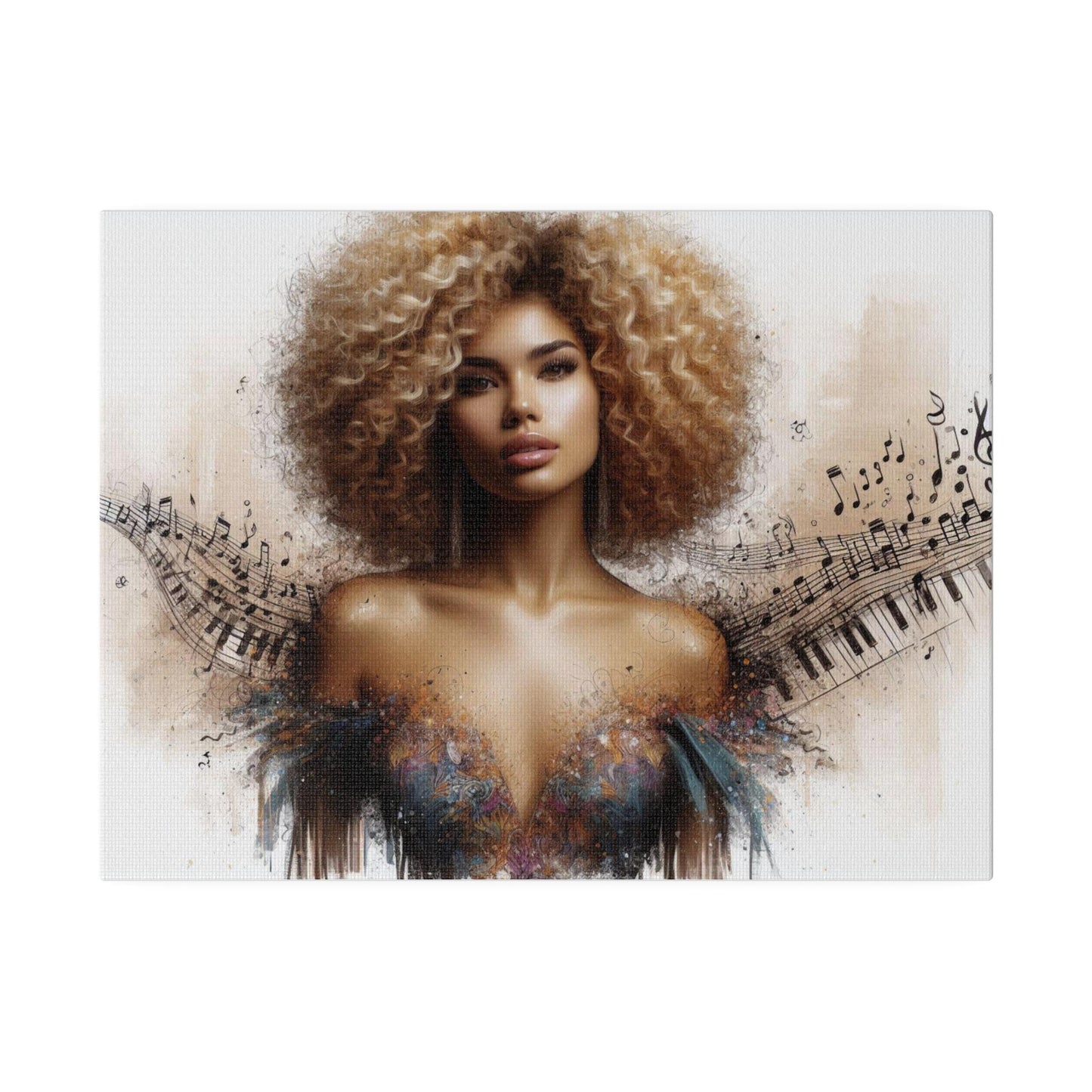 Canvas Wall Art - African American Woman with music notes