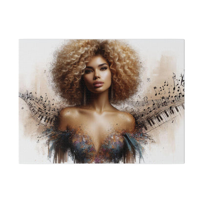 Canvas Wall Art - African American Woman with music notes