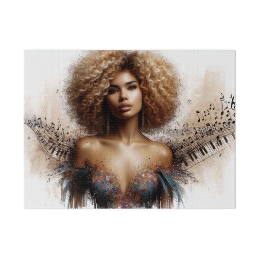 Canvas Wall Art - African American Woman with music notes