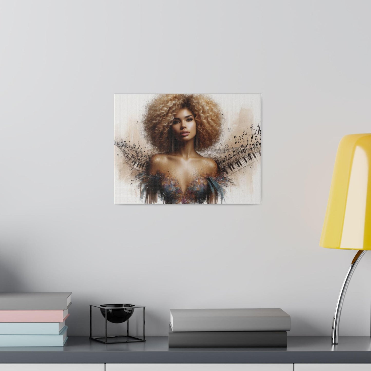 Canvas Wall Art - African American Woman with music notes