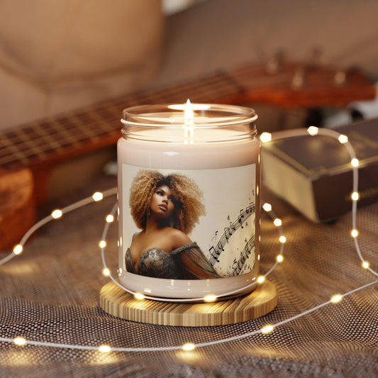 Candle African American Woman Elegant Evening Gown Music Notes Scented Soy 9oz