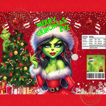Grinchmas, Christmas Chip Bag Template, Ms. Grinchmas Christmas Eve Chip Bag, Editable Holiday Party Favor, Grinchmas Party Favor Chip Bag