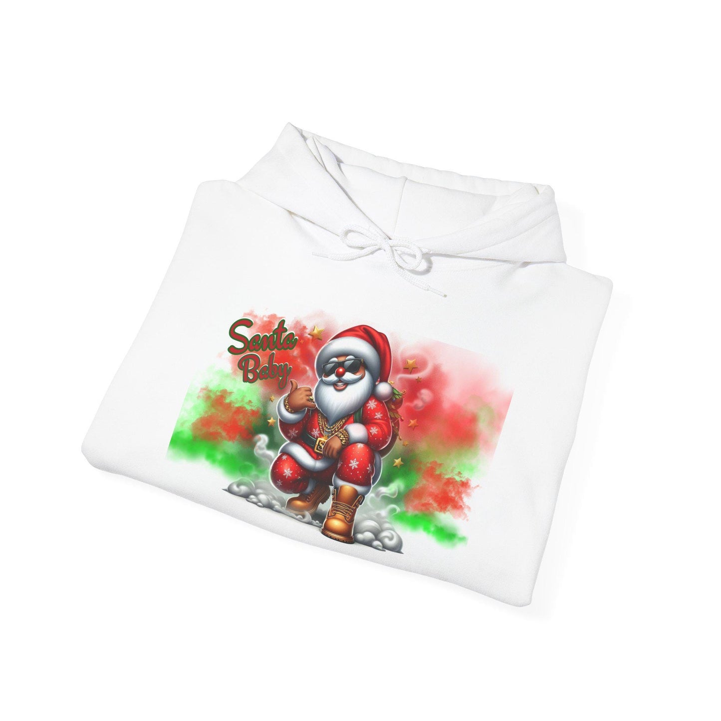 Hip Hop Santa Christmas Hoodie, Santa Baby Winter Apparel, Holiday Gift Ideas, Black Unisex Sweatshirt, Xmas Pullover, Festive Outerwear