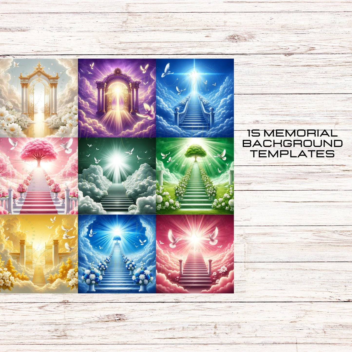 Memorial Background Templates: Funeral Program Designs (Canva Digital Download)