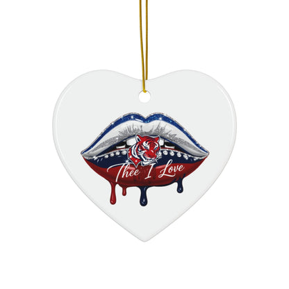 JSU Lips Ceramic Ornament: Red Tiger Design, Thee I Love