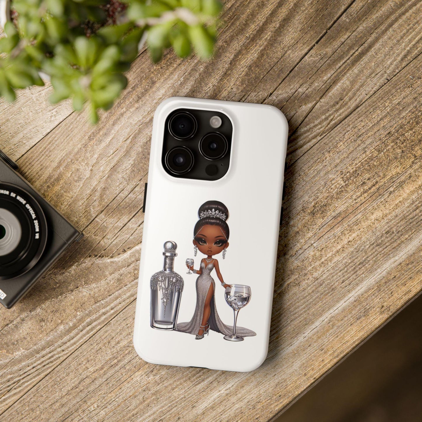 Formalwear Female Phone Case, Tough Phone Cases for Women, Stylish Phone Protector, Elegant Lady Phone Cover, Fashionable White Phone Case