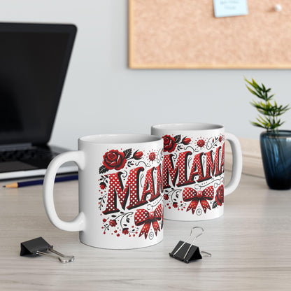 Coquette Mama Mug, Valentine's Day Coffee Cup, Red and White Valentine's Mug, Valentine's Day Coquette Mama Mug, Mom Gift